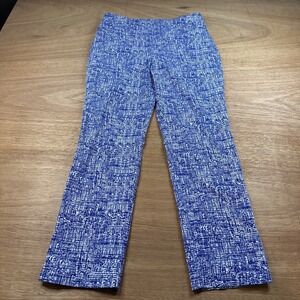 Chico's Blue White Abstract Print Ankle Pants Pull On Stretch Size 1R (8)